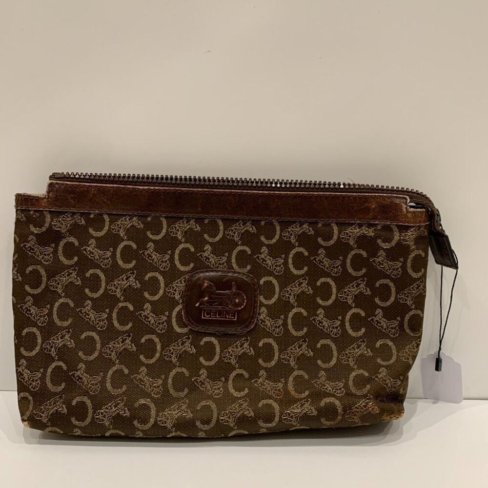 Celine Brown Monogram Cosmetic Pouch
